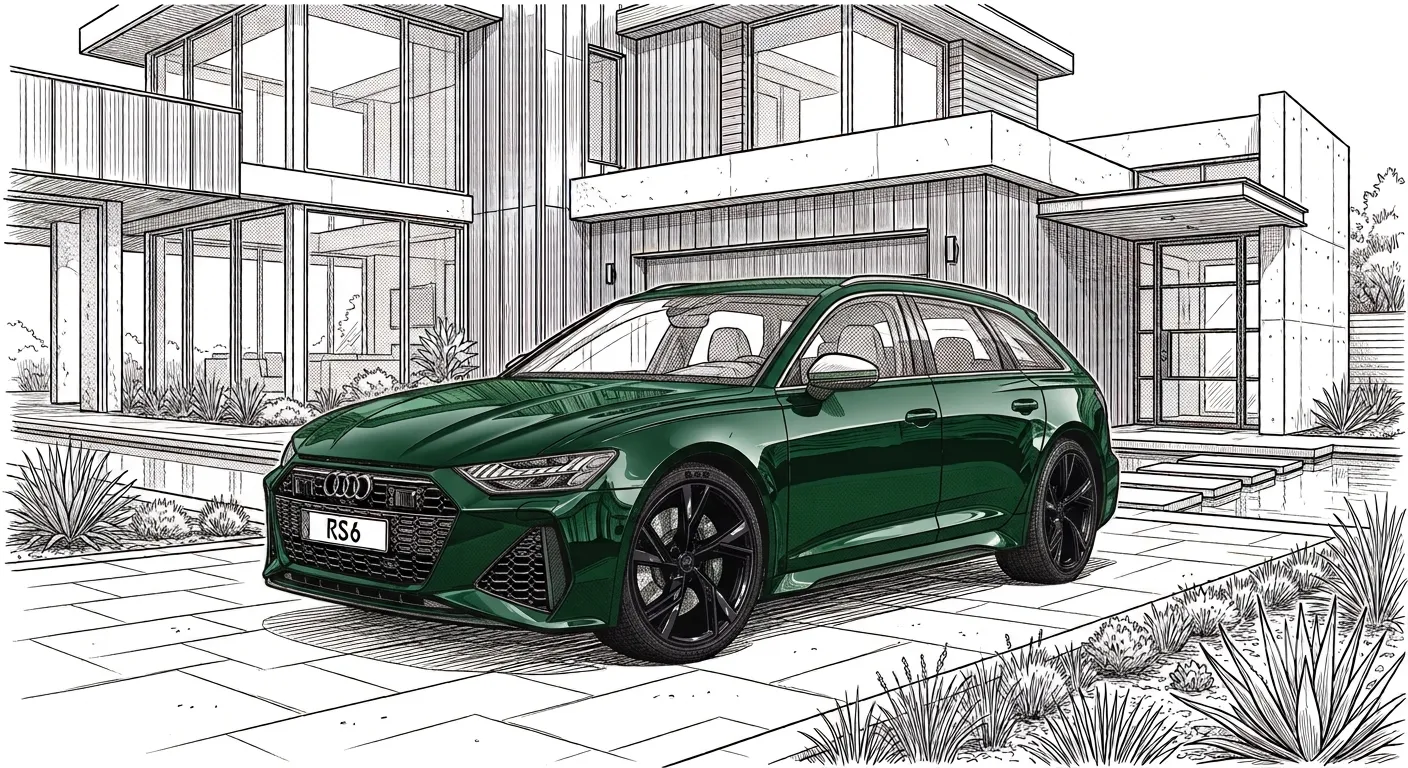 An Audi RS 6 Avant in deep green metallic — exactly the kind of clarity-first finish a ceramic coating makes look liquid.