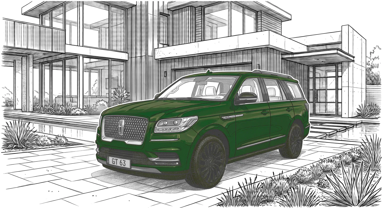 A Lincoln Navigator in deep green — a large, deeply finished SUV that a coating makes richer and far easier to keep clean.